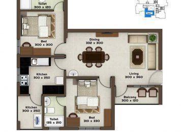 Kalyan Opal 2 Bedroom floor plan