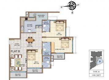 Kalyan Sanctuare 3 Bedroom layout