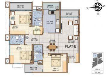 Kalyan Sanctuare 3 Bedroom layout