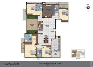 Kalyan Avanti 2 Bedroom floor plan Layout