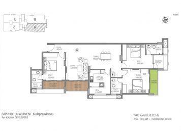 Kalyan sapphire 3 Bedroom floor plan