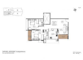 Kalyan sapphire 2 Bedroom floor plan