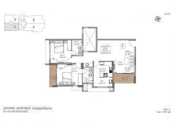 Kalyan sapphire 2 Bedroom floor plan