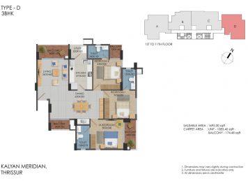 Kalyan Meridian 3 Bedroom floor plan