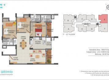 Kalyan gateway 3 Bedroom floor plan layout