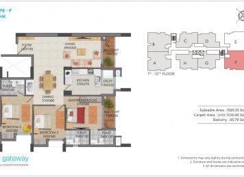 Kalyan gateway 3 Bedroom floor plan layout