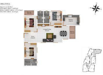 Kalyan Credenz 3BHK floor plan layout